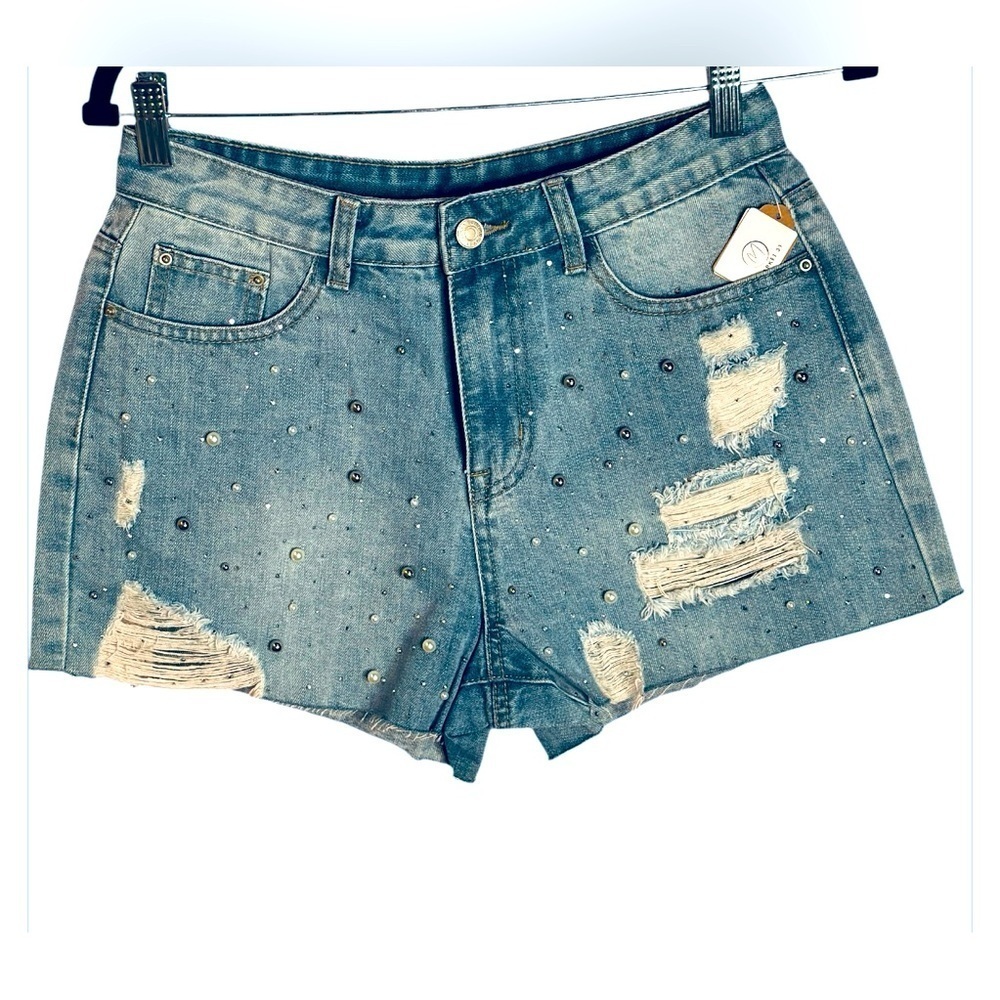 Embellished Denim Shorts